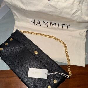 Hammitt Invitation Clutch, Black/Brushed Gold, BRAND NEW with dust bag